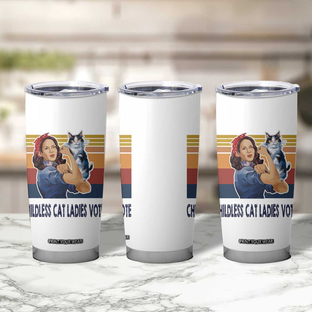 Childless Cat Ladies Vote for Kamala President Tumbler Cup Harris 2024 Election Vote Blue TB10 Print Your Wear