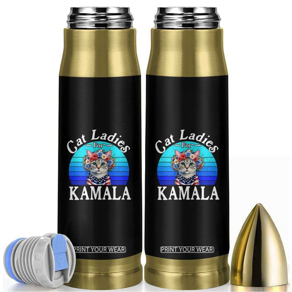 Cat Ladies for Kamala Funny Cat 2024 President Kamala-Harris Bullet Tumbler Cat Lady Ladies for Kamala Madam President TB10 Black Print Your Wear