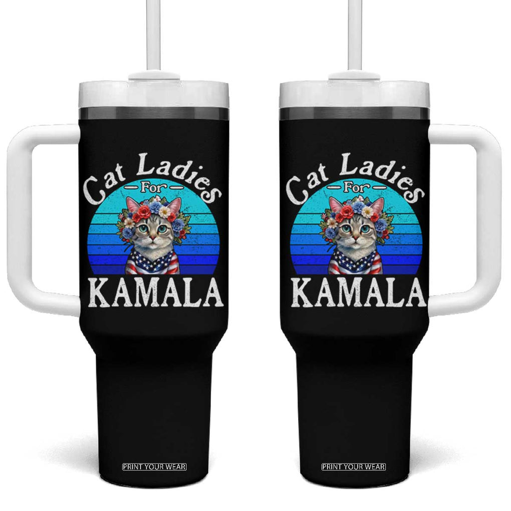 Harris 2024 Tumbler With Handle Cat Lady Ladies for Kamala Madam President TB10 One Size: 40 oz Black Print Your Wear