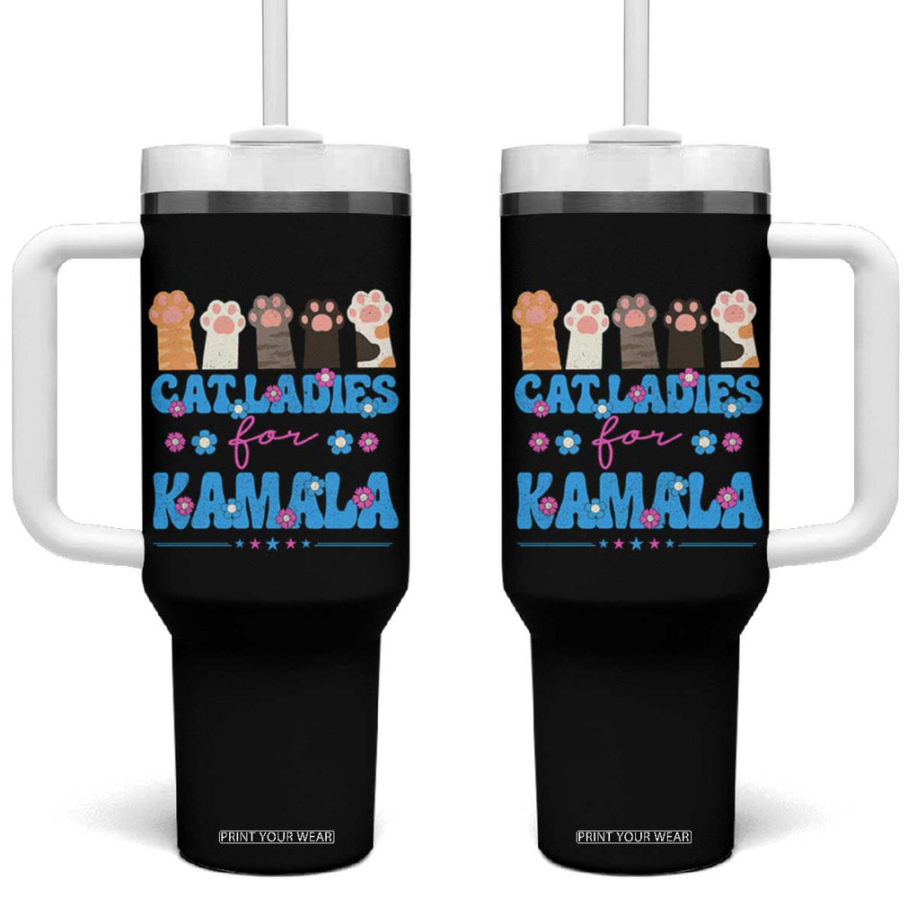 Harris 2024 Tumbler With Handle Cat Lady Ladies for Kamala Madam President TB10 One Size: 40 oz Black Print Your Wear