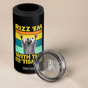 Rizz Em With The Tism Raccoon 4 in 1 Can Cooler Tumbler Retro Silly Trash Panda Autism Meme Autistic ASD TB10 Print Your Wear