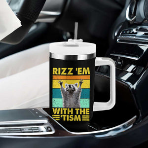 Rizz Em With The Tism Raccoon Tumbler With Handle Retro Silly Trash Panda Autism Meme Autistic ASD TB10 Print Your Wear