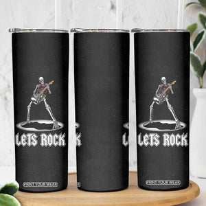 Skeleton Guitar Guy Skinny Tumbler Let's Rock And Roll Band Rock On Vintage Rocker Funny Halloween Gifts TB10 Print Your Wear