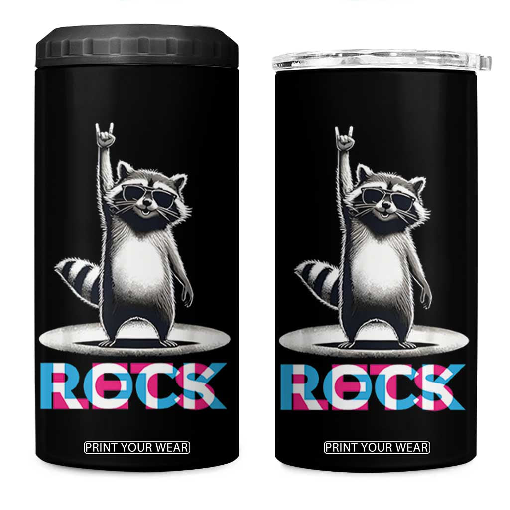 Retro Raccoon Rock Music 4 in 1 Can Cooler Tumbler TB10 One Size: 16 oz Black Print Your Wear