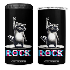 Retro Raccoon Rock Music 4 in 1 Can Cooler Tumbler TB10 One Size: 16 oz Black Print Your Wear