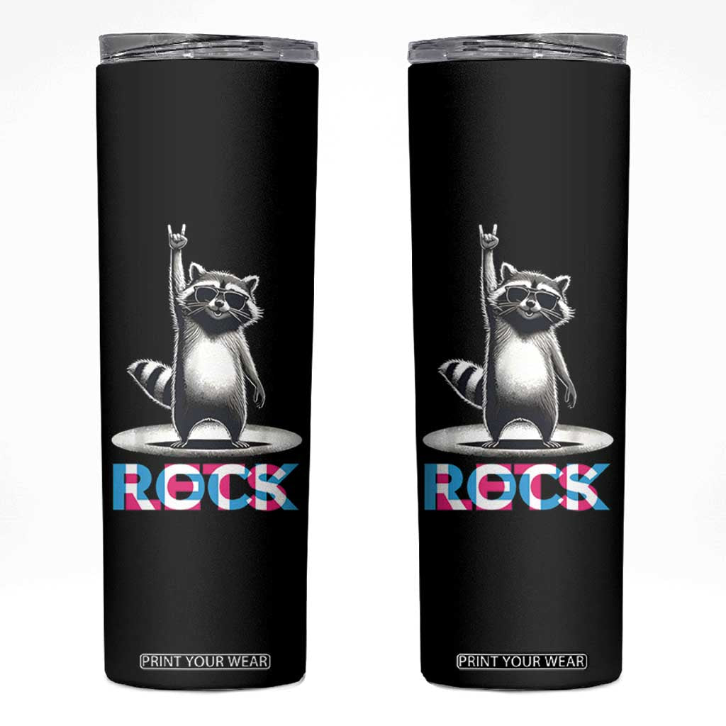 Retro Raccoon Rock Music Skinny Tumbler TB10 Black Print Your Wear
