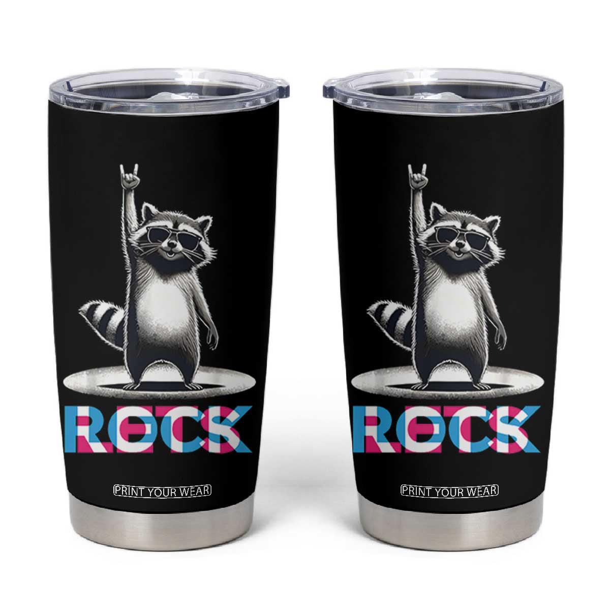 Retro Raccoon Rock Music Tumbler Cup TB10 Black Print Your Wear
