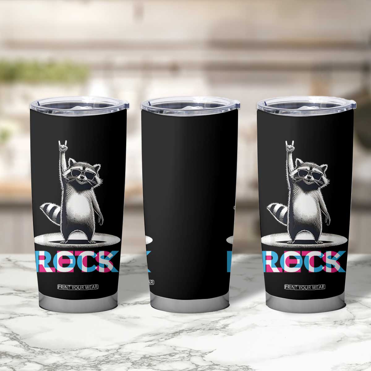 Retro Raccoon Rock Music Tumbler Cup TB10 Print Your Wear