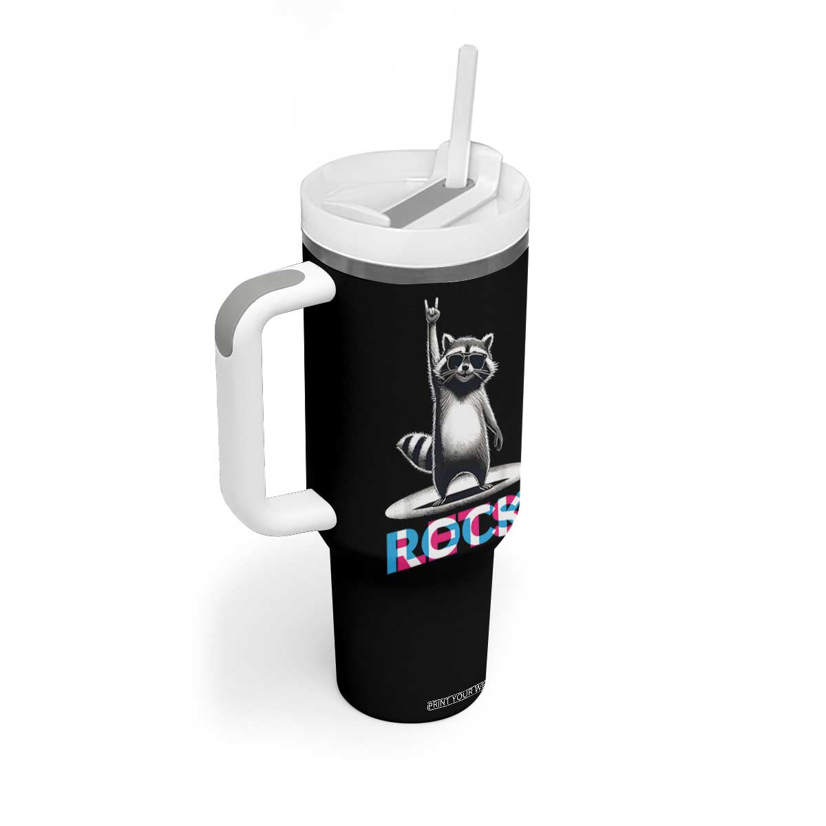 Retro Raccoon Rock Music Tumbler With Handle TB10 Print Your Wear