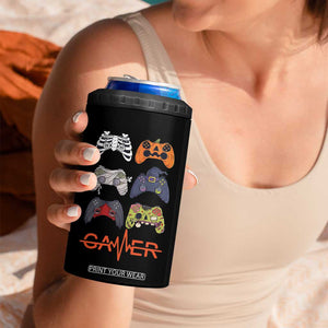 Funny Halloween Skeleton Zombie Gaming Controller 4 in 1 Can Cooler Tumbler Gamer Gaming Gift for Son Boy Teen TB10 Print Your Wear
