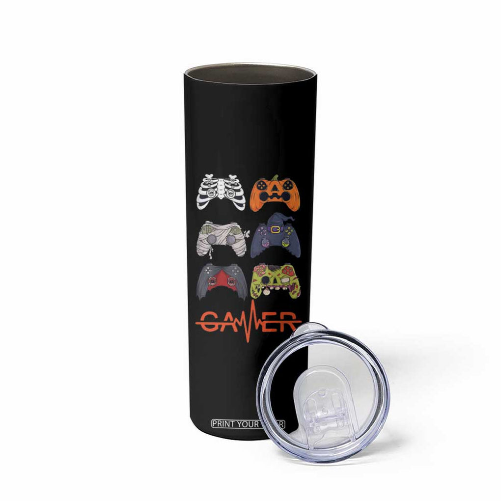 Funny Halloween Skeleton Zombie Gaming Controller Skinny Tumbler Gamer Gaming Gift for Son Boy Teen TB10 Print Your Wear
