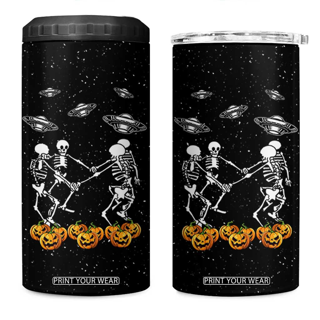 Dancing Skeletons 4 in 1 Can Cooler Tumbler Funny Retro Halloween TB10 One Size: 16 oz Black Print Your Wear