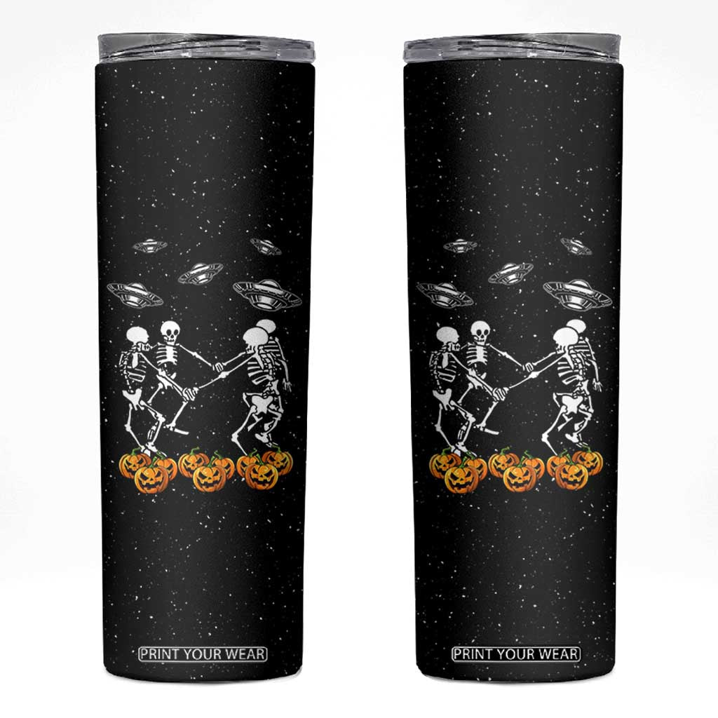 Dancing Skeletons Skinny Tumbler Funny Retro Halloween TB10 Black Print Your Wear