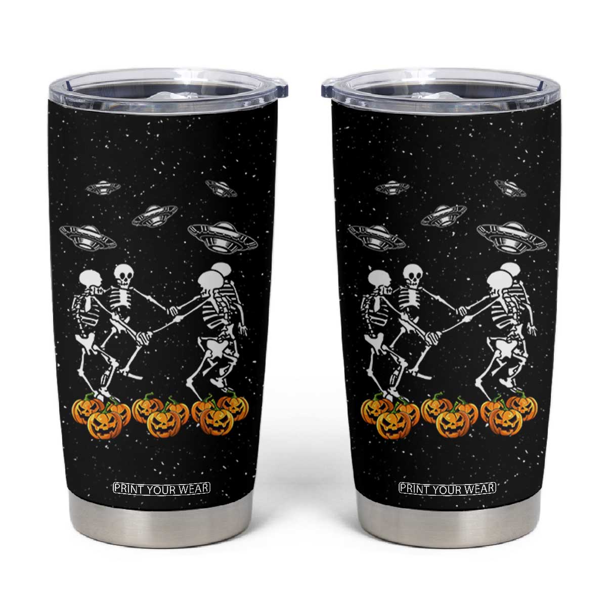 Dancing Skeletons Tumbler Cup Funny Retro Halloween TB10 Black Print Your Wear