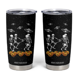 Dancing Skeletons Tumbler Cup Funny Retro Halloween TB10 Black Print Your Wear