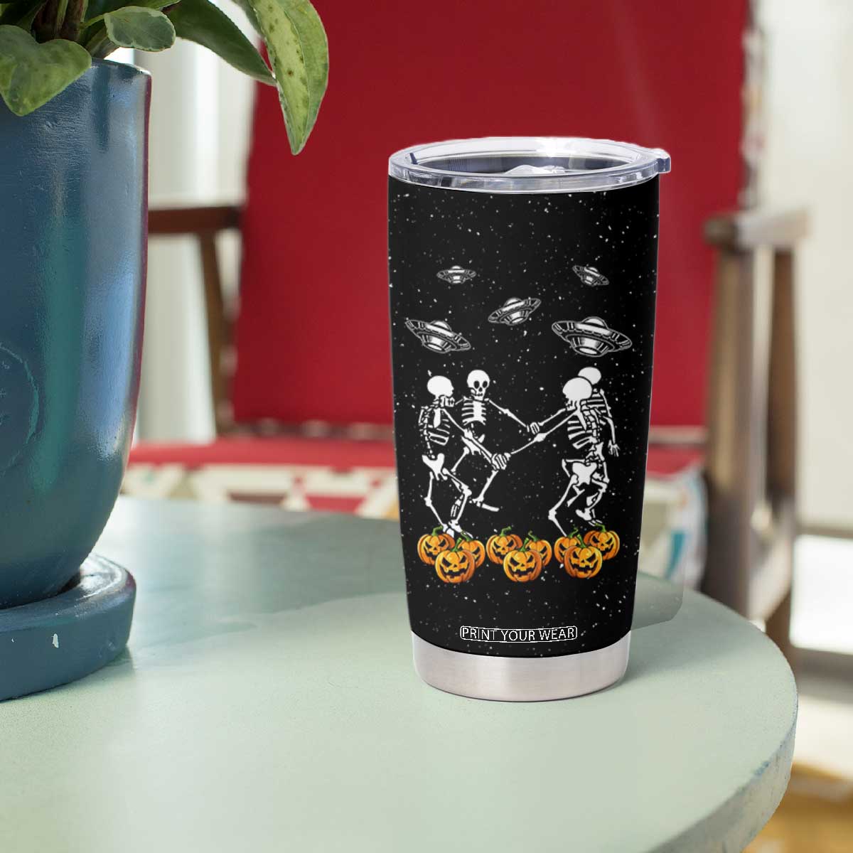 Dancing Skeletons Tumbler Cup Funny Retro Halloween TB10 Print Your Wear