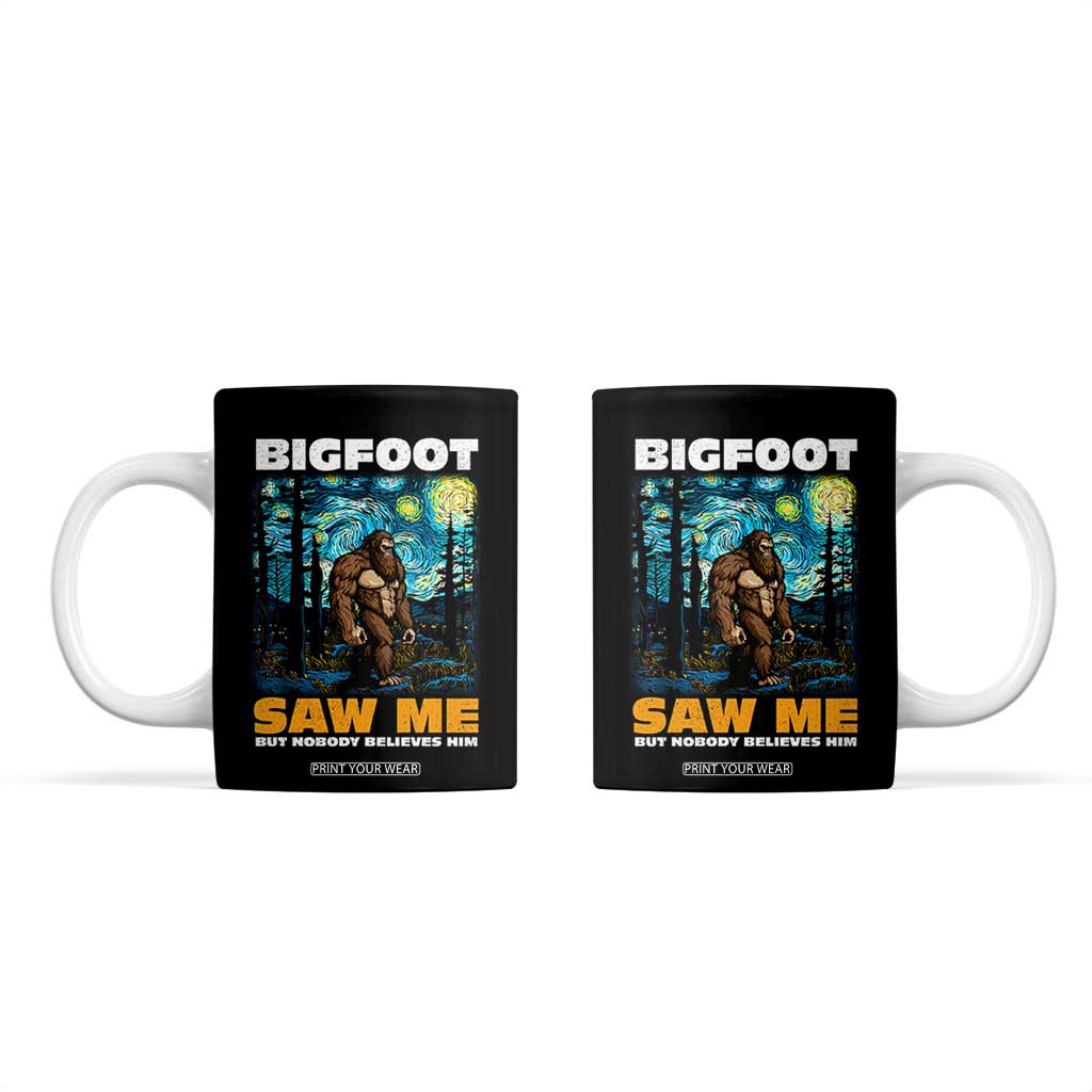 Funny Bigfoot Gifts Coffee Mug Retro Sasquatch Starry Night Van Gogh Sky Painting TB10 Black Print Your Wear