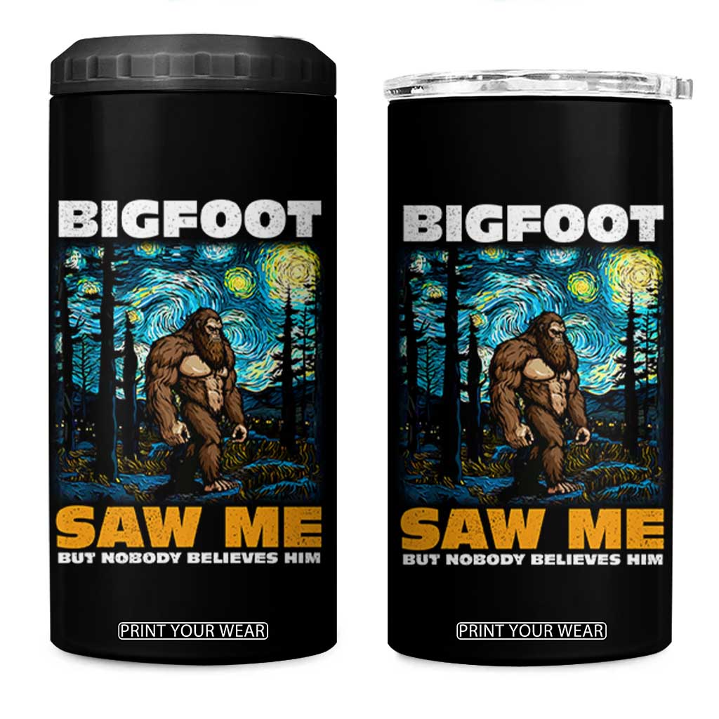 Funny Bigfoot Gifts 4 in 1 Can Cooler Tumbler Retro Sasquatch Starry Night Van Gogh Sky Painting TB10 One Size: 16 oz Black Print Your Wear
