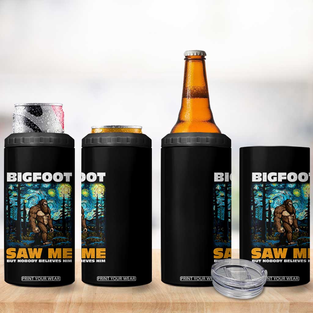 Funny Bigfoot Gifts 4 in 1 Can Cooler Tumbler Retro Sasquatch Starry Night Van Gogh Sky Painting TB10 Print Your Wear