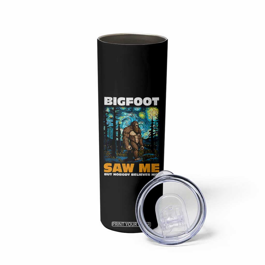 Funny Bigfoot Gifts Skinny Tumbler Retro Sasquatch Starry Night Van Gogh Sky Painting TB10 Print Your Wear