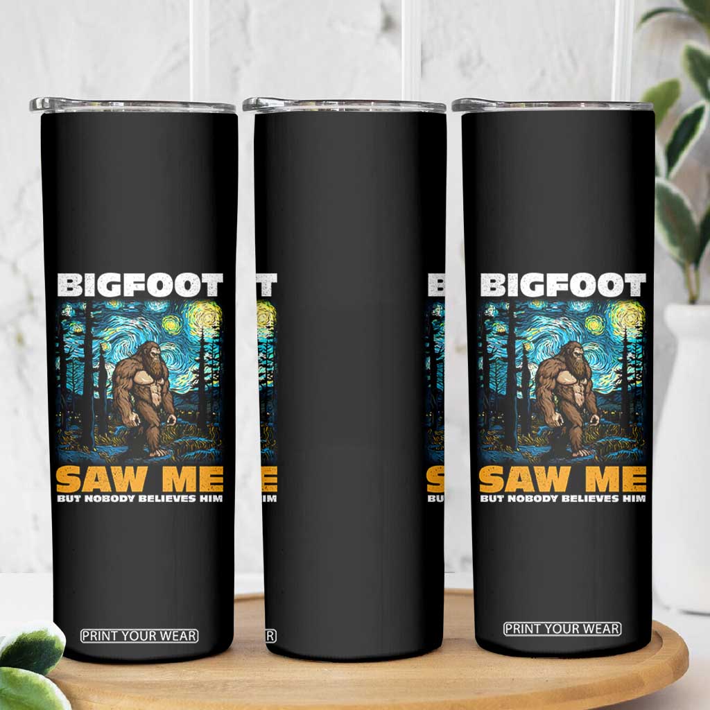 Funny Bigfoot Gifts Skinny Tumbler Retro Sasquatch Starry Night Van Gogh Sky Painting TB10 Print Your Wear