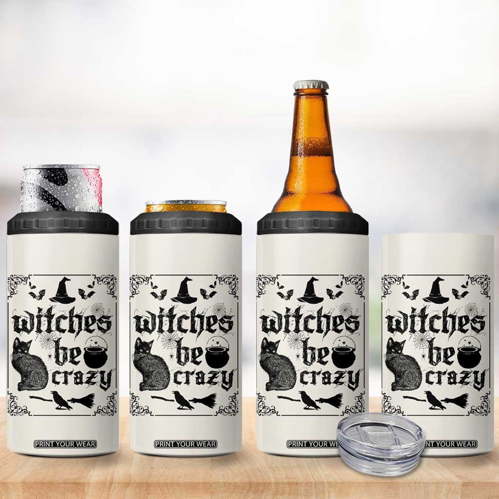 Witch Halloween Iced Coffee 4 in 1 Can Cooler Tumbler Funny Witches Be Crazy Black Cat Witchy Vibes Witchcraft TB10 Print Your Wear