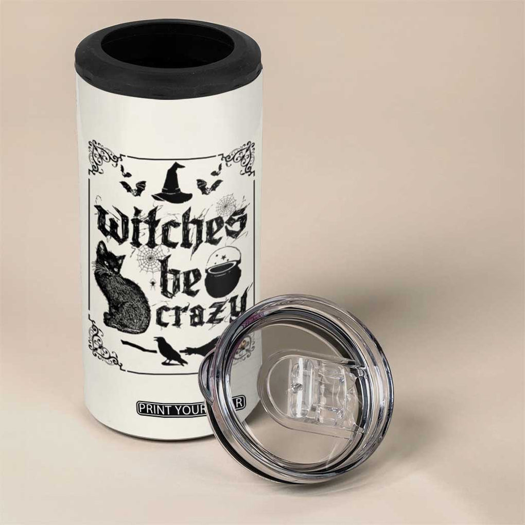 Witch Halloween Iced Coffee 4 in 1 Can Cooler Tumbler Funny Witches Be Crazy Black Cat Witchy Vibes Witchcraft TB10 Print Your Wear