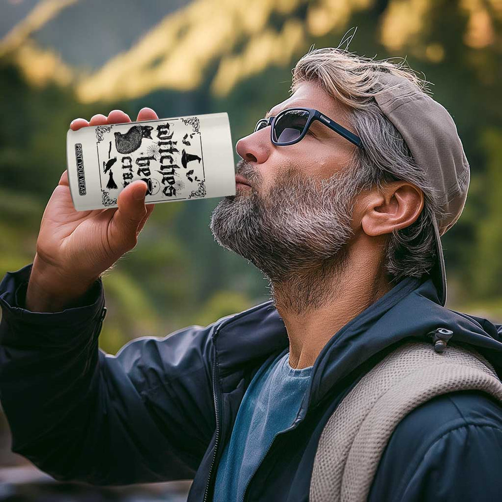 Witch Halloween Iced Coffee 4 in 1 Can Cooler Tumbler Funny Witches Be Crazy Black Cat Witchy Vibes Witchcraft TB10 Print Your Wear