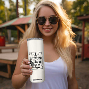 Witch Halloween Iced Coffee Skinny Tumbler Funny Witches Be Crazy Black Cat Witchy Vibes Witchcraft TB10 Print Your Wear