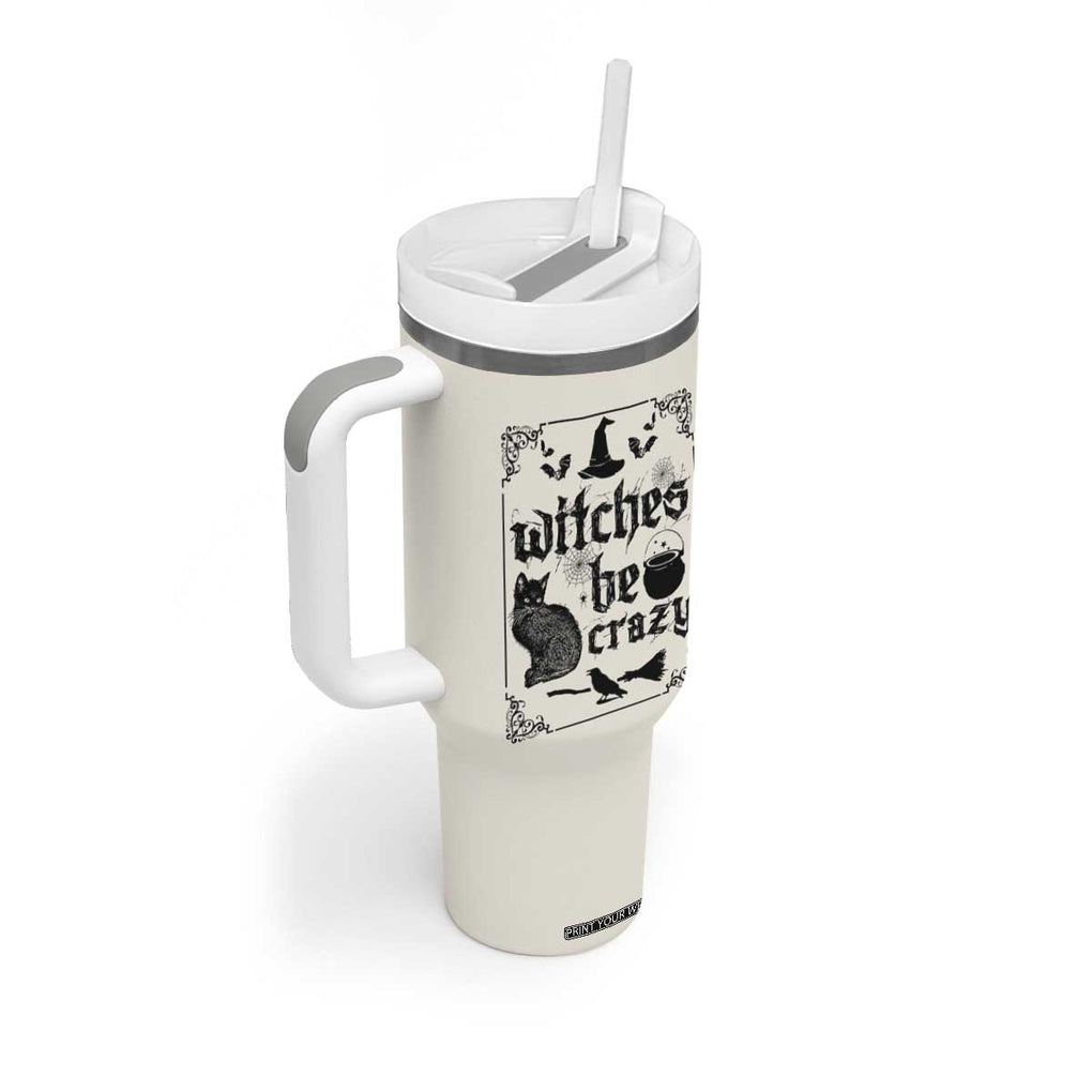 Witch Halloween Iced Coffee Tumbler With Handle Funny Witches Be Crazy Black Cat Witchy Vibes Witchcraft TB10 Print Your Wear