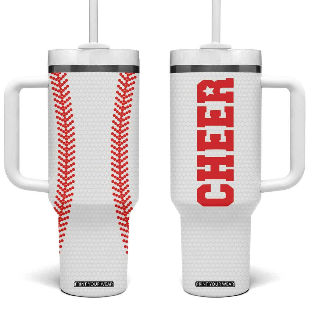 Baseball Tumbler With Handle Sports Gameday Baseball Gifts Sports Lovers Fan Players Coach TB10 One Size: 40 oz White Print Your Wear