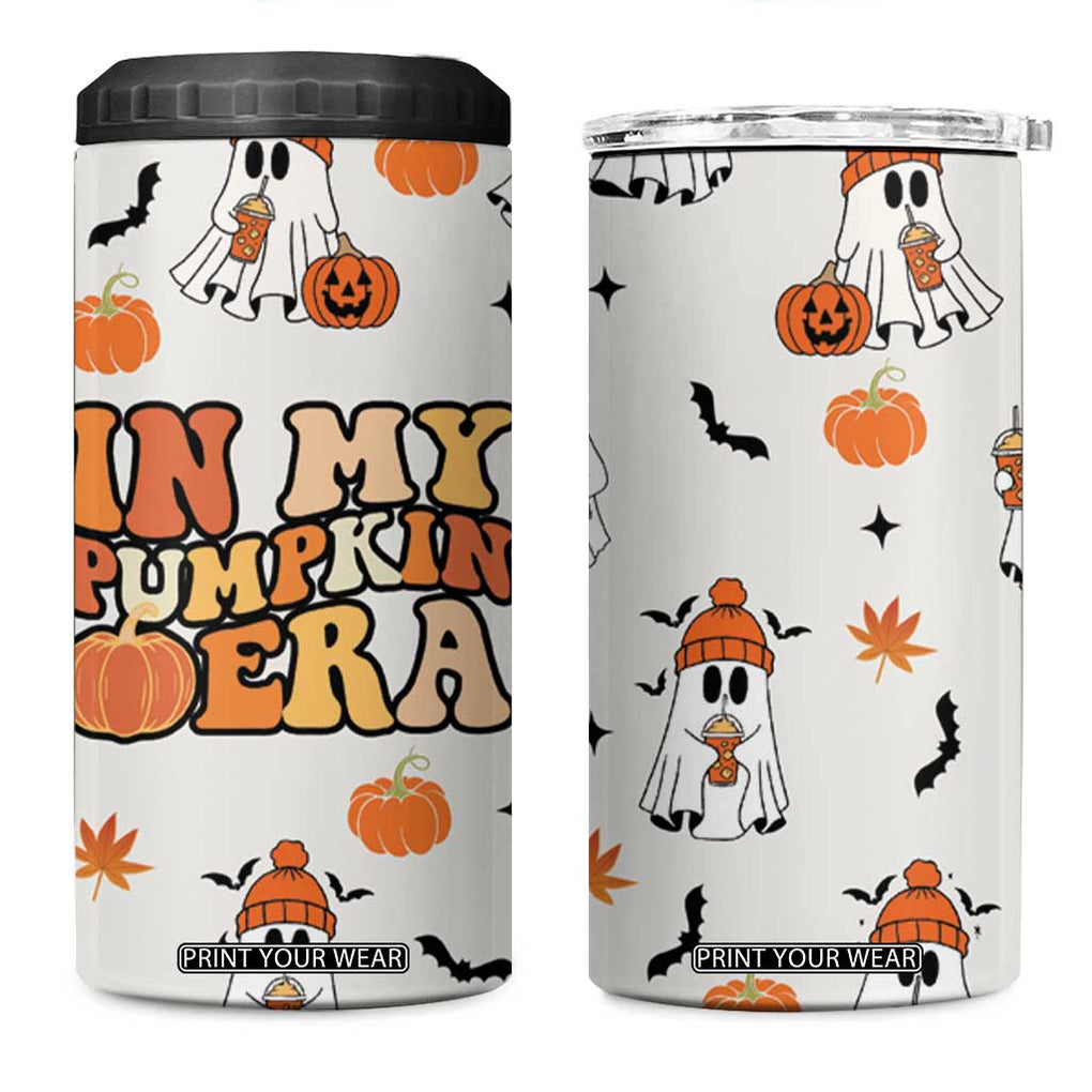 Cute Ghost Fall Coffee 4 in 1 Can Cooler Tumbler In My Pumpkin Era Retro Funny Fall Vibes Thanksgiving Halloween TB10 One Size: 16 oz Cream Print Your Wear