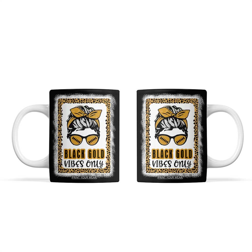 Leopard Football Coffee Mug Black Gold Vibes Only Football Girl Women Kids TB10 Blue Print Your Wear