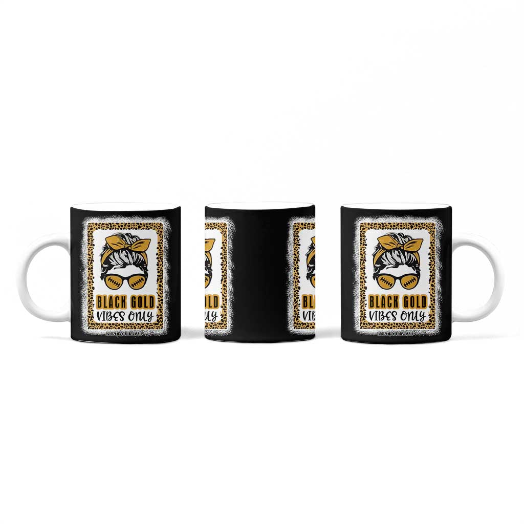 Leopard Football Coffee Mug Black Gold Vibes Only Football Girl Women Kids TB10 Print Your Wear