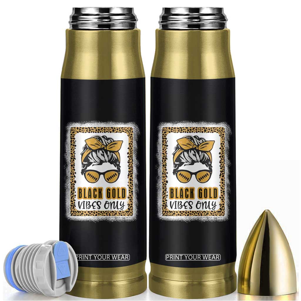 Leopard Football Bullet Tumbler Black Gold Vibes Only Football Girl Women Kids TB10 Blue Print Your Wear