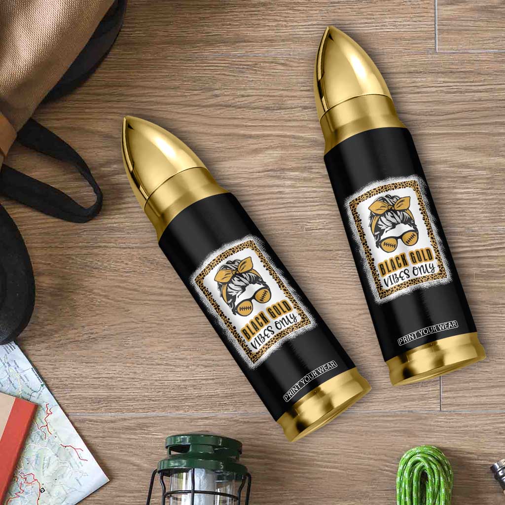 Leopard Football Bullet Tumbler Black Gold Vibes Only Football Girl Women Kids TB10 Print Your Wear