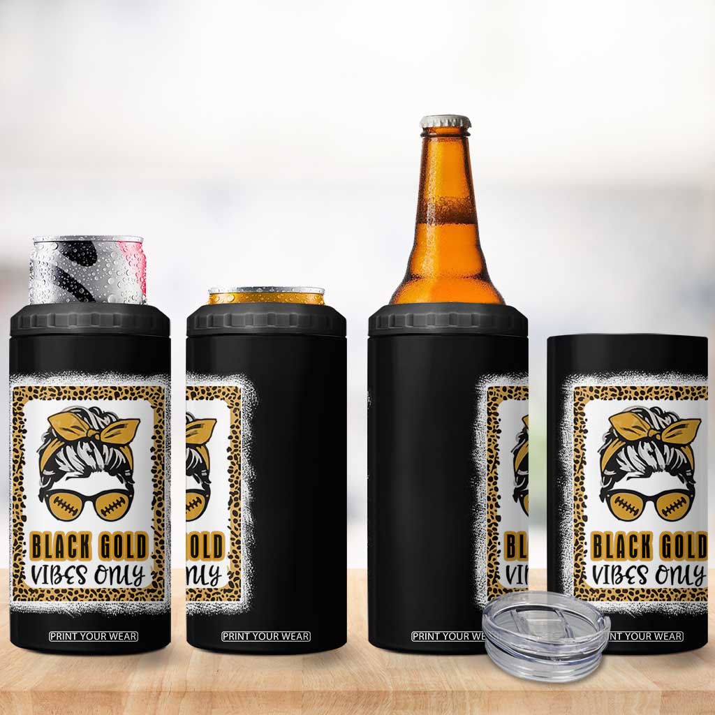 Leopard Football 4 in 1 Can Cooler Tumbler Black Gold Vibes Only Football Girl Women Kids TB10 Print Your Wear