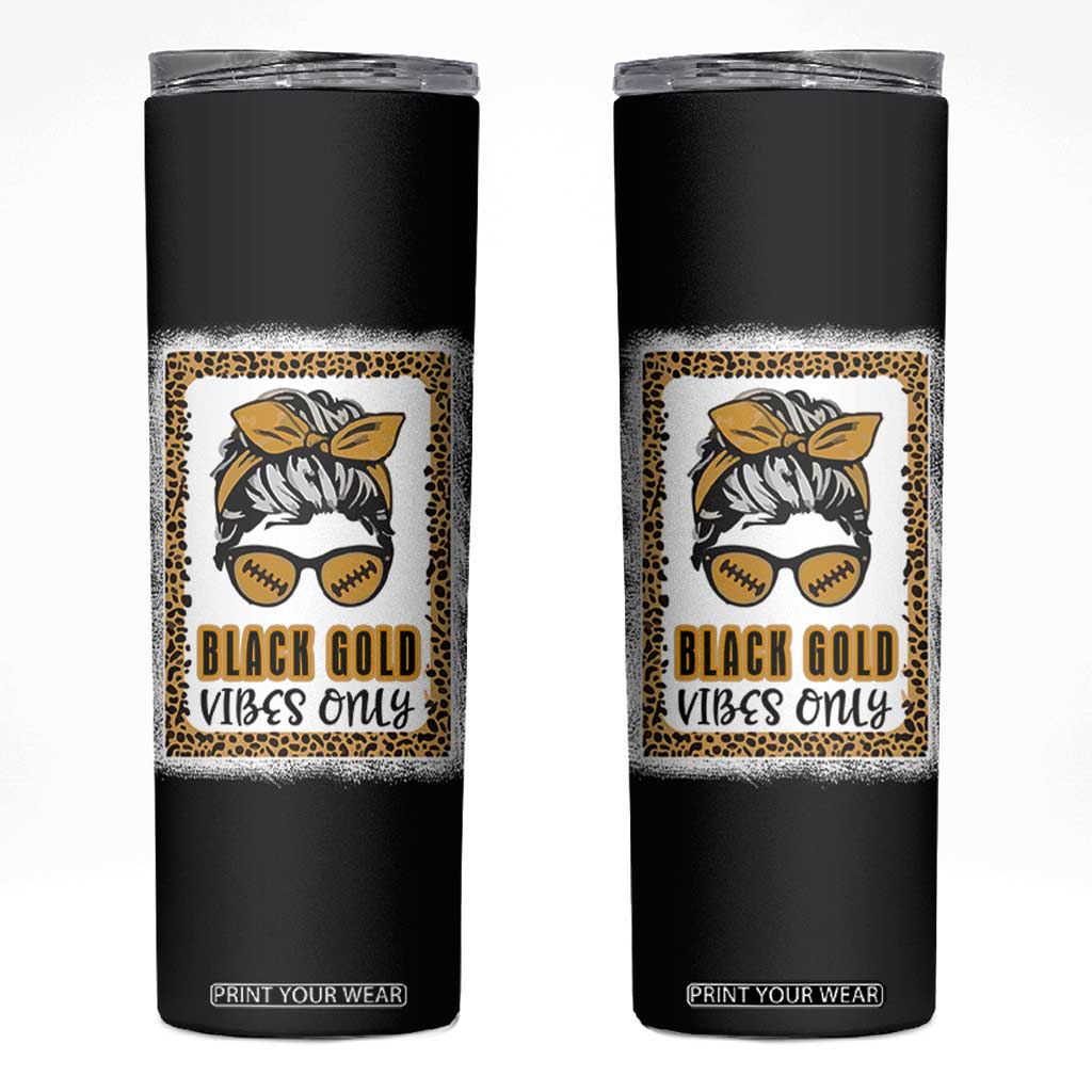 Leopard Football Skinny Tumbler Black Gold Vibes Only Football Girl Women Kids TB10 Blue Print Your Wear