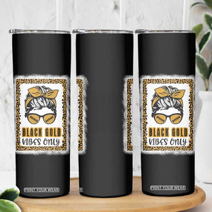 Leopard Football Skinny Tumbler Black Gold Vibes Only Football Girl Women Kids TB10 Print Your Wear