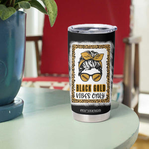 Leopard Football Tumbler Cup Black Gold Vibes Only Football Girl Women Kids TB10 Print Your Wear