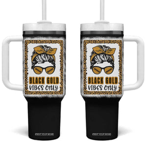 Leopard Football Tumbler With Handle Black Gold Vibes Only Football Girl Women Kids TB10 One Size: 40 oz Blue Print Your Wear