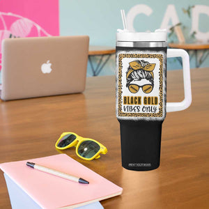 Leopard Football Tumbler With Handle Black Gold Vibes Only Football Girl Women Kids TB10 Print Your Wear