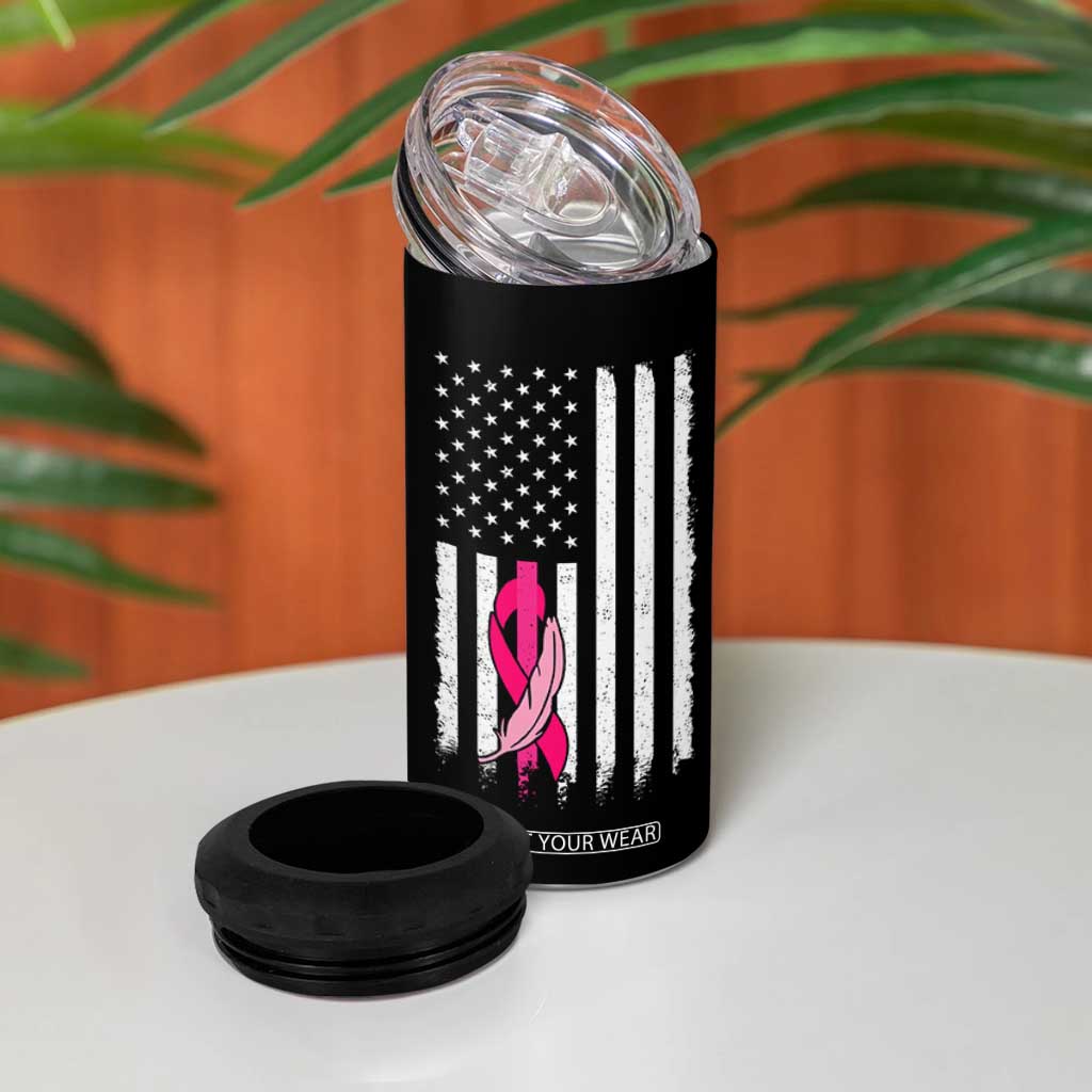 Funny Breast Cancer 4 in 1 Can Cooler Tumbler Pink Ribbon American Flag Fighting Cancer Still Sexy TB10 Print Your Wear