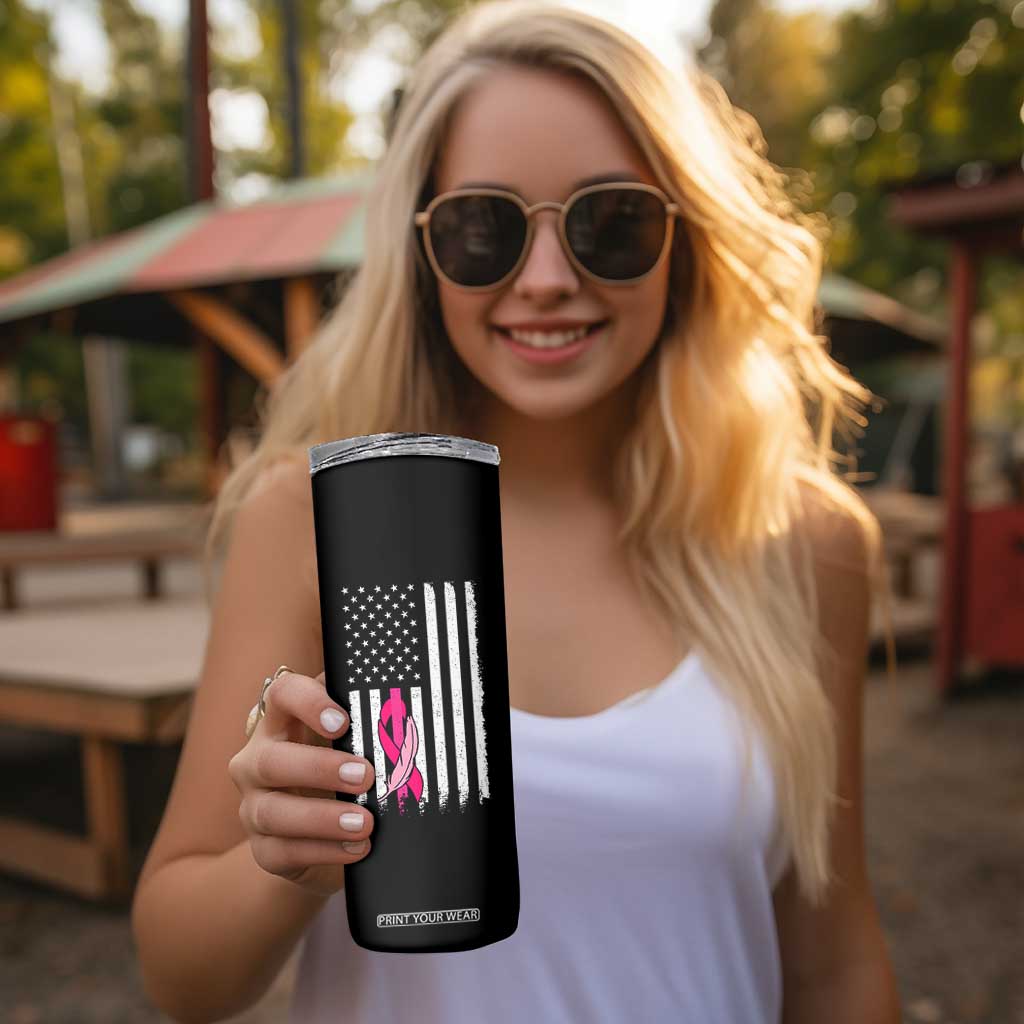 Funny Breast Cancer Skinny Tumbler Pink Ribbon American Flag Fighting Cancer Still Sexy TB10 Print Your Wear