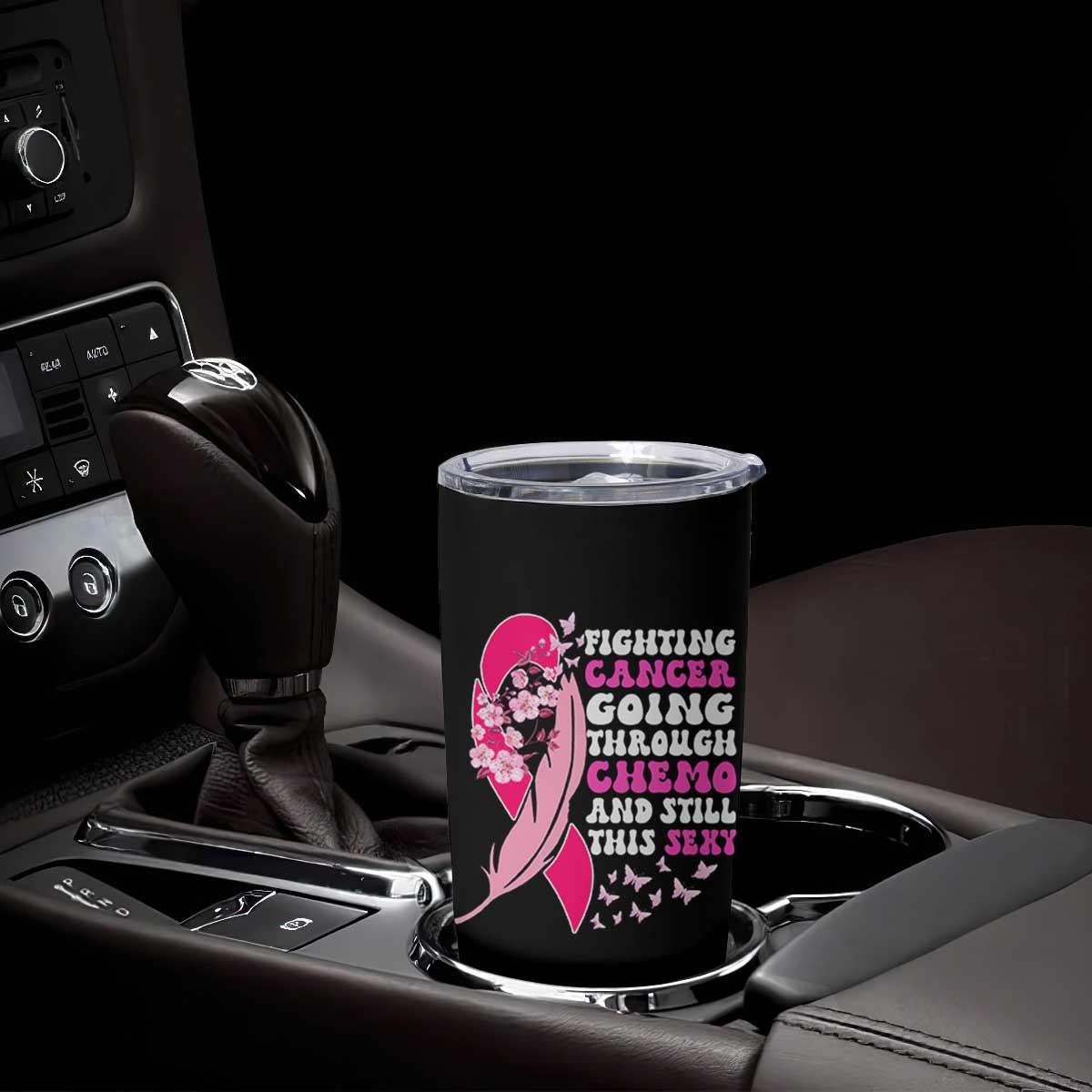 Funny Breast Cancer Tumbler Cup Pink Ribbon American Flag Fighting Cancer Still Sexy TB10 Print Your Wear