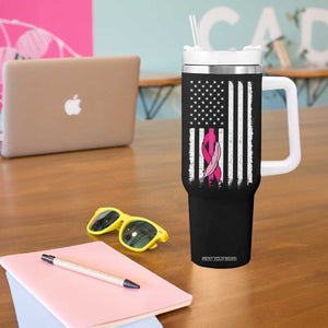 Funny Breast Cancer Tumbler With Handle Pink Ribbon American Flag Fighting Cancer Still Sexy TB10 Print Your Wear