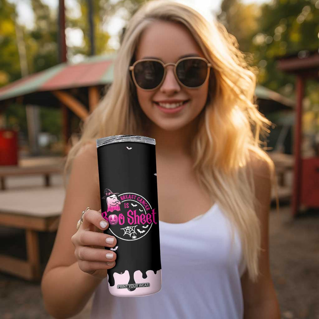 Cute Ghost Halloween Breast Cancer Awareness Skinny Tumbler Breast Cancer Is Boo Sheet TB10 Print Your Wear