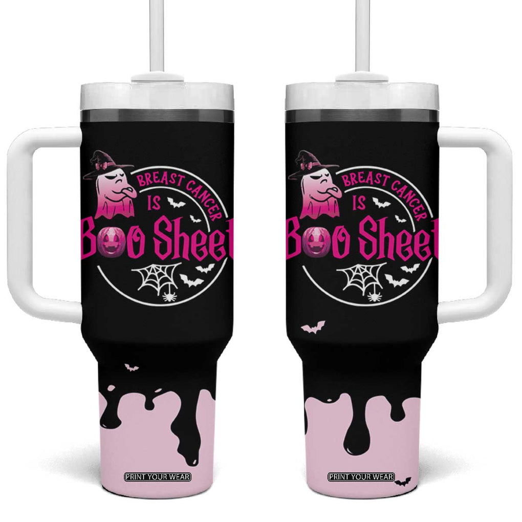 Cute Ghost Halloween Breast Cancer Awareness Tumbler With Handle Breast Cancer Is Boo Sheet TB10 One Size: 40 oz Black Print Your Wear