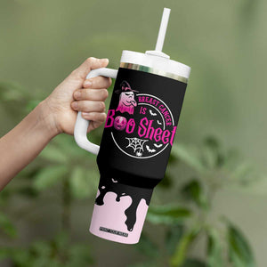 Cute Ghost Halloween Breast Cancer Awareness Tumbler With Handle Breast Cancer Is Boo Sheet TB10 Print Your Wear