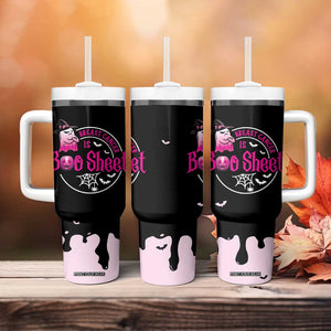 Cute Ghost Halloween Breast Cancer Awareness Tumbler With Handle Breast Cancer Is Boo Sheet TB10 Print Your Wear